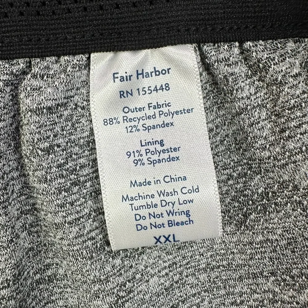 Fair Harbor Shorts Mens XXL Black Pebbles Ozone Water Repellent Board Athletic